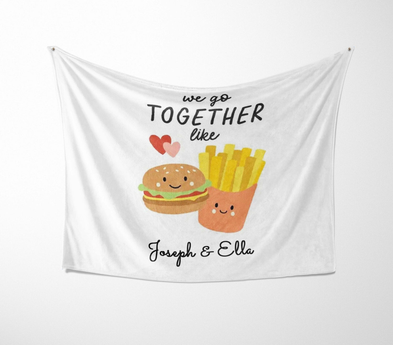 We Go Together Like Burger Fries Valentines Anniversary Fleece Mink Blanket Gift