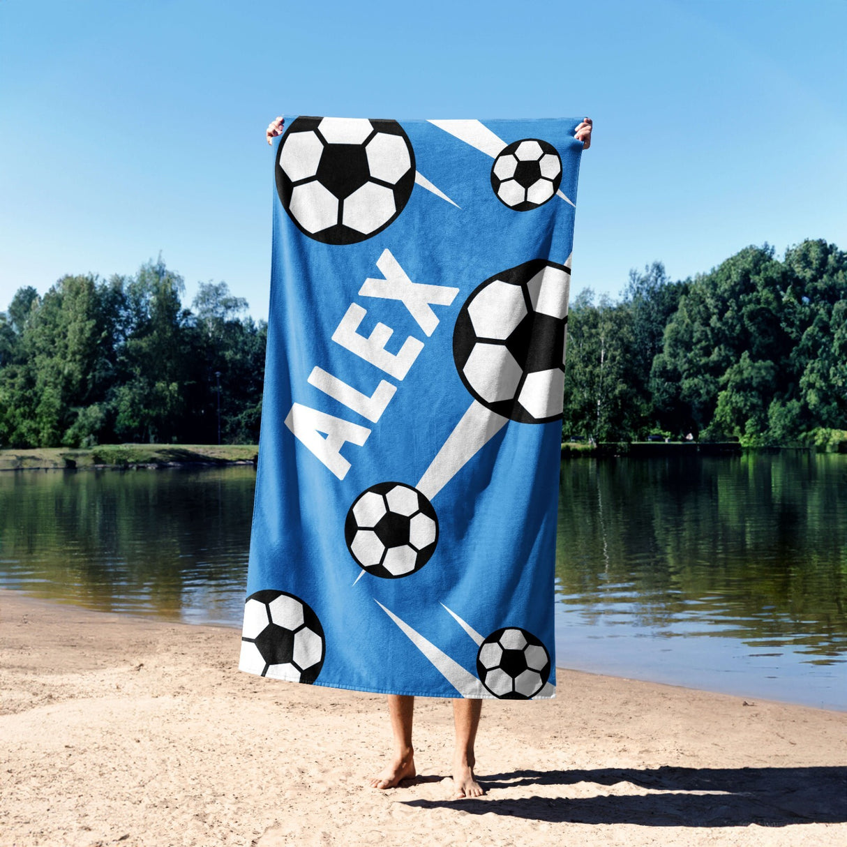 Personalised Custom Name Colour Football Strike Absorbent Beach Bath Sheet Towel