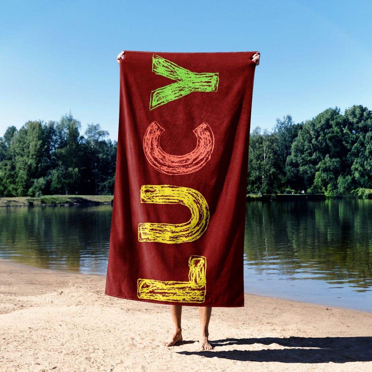 Personalised Any Name Colourful Crayon Coloured Absorbent Beach Bath Sheet Towel