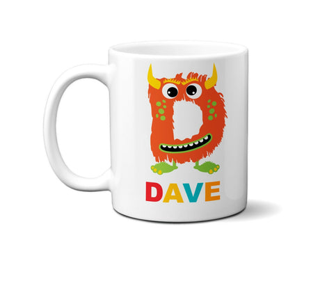 Personalised Children Monster Name Initial Letter Coffee Mug Gift 11oz Ceramic