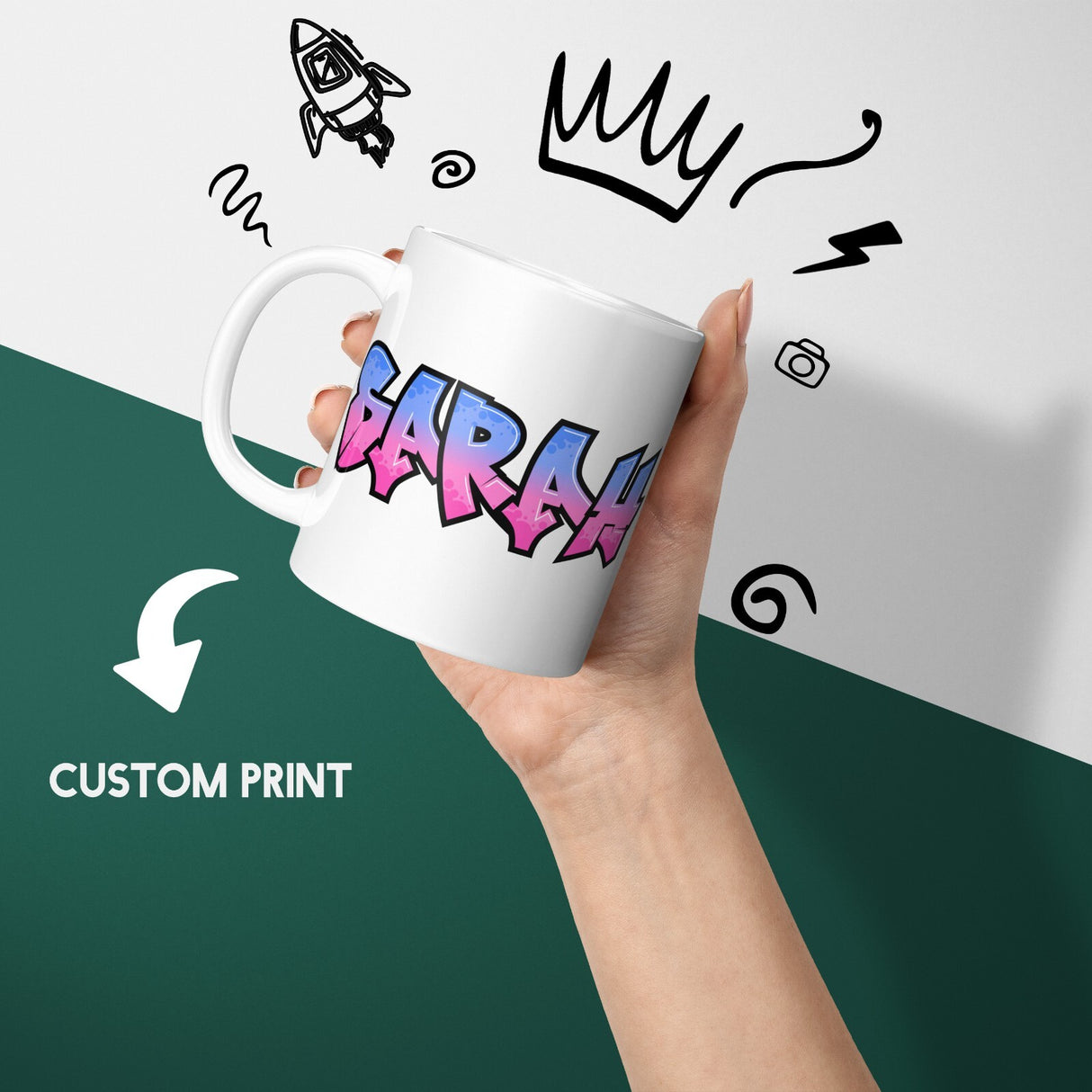 Personalised Any Name Urban Graffiti Novelty Coffee Tea Mug Coaster Gift Him Her