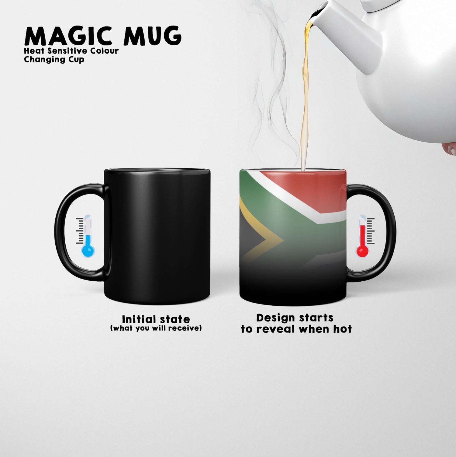 South Africa Flag SA Design Tea Gift Heat Sensitive Magic Colour Changing Mug