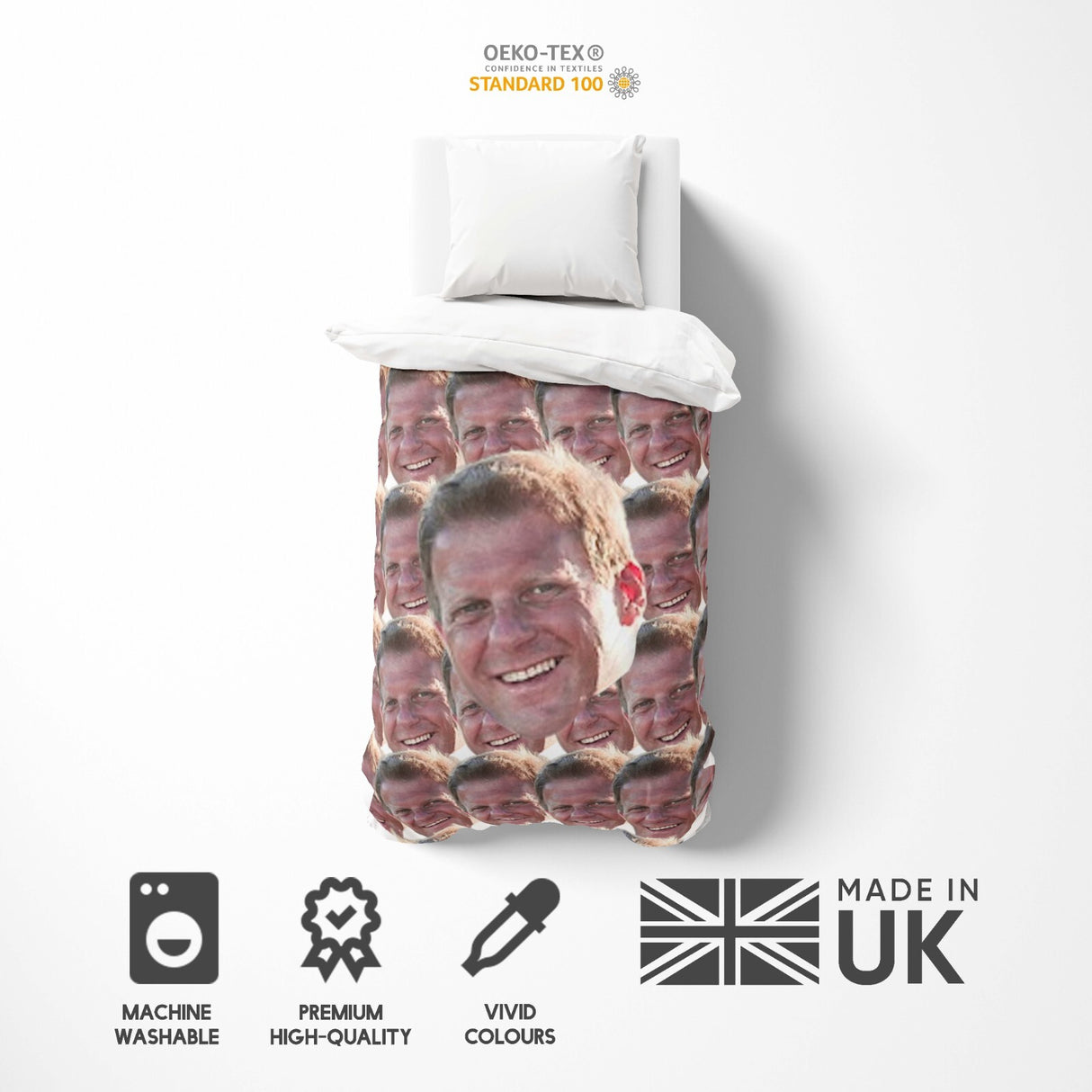 Funny Personalised Custom Photo Upload Collage Single Bed Duvet Cover+Pillowcase