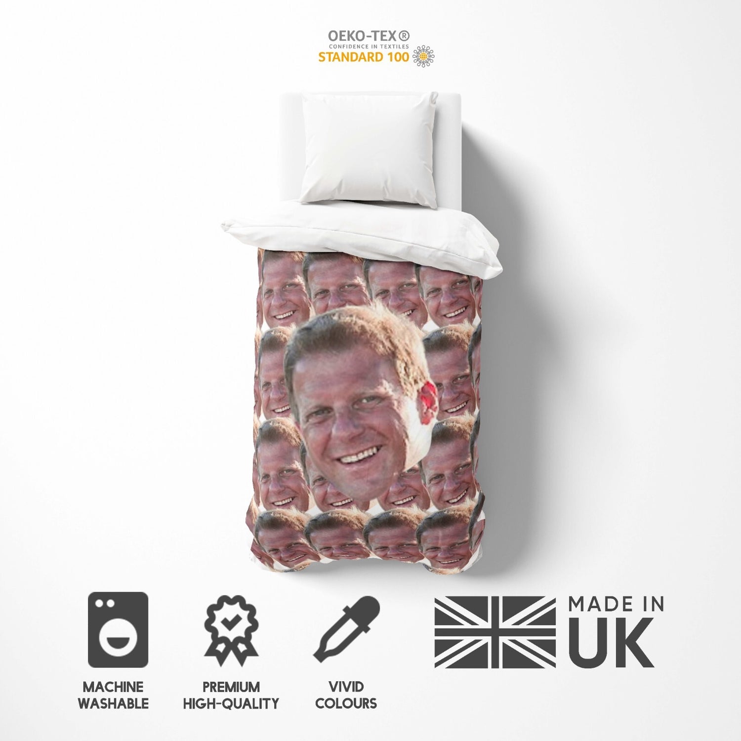 Funny Personalised Custom Photo Upload Collage Single Bed Duvet Cover+Pillowcase