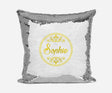 Personalised Name Shiny Sequin Magic Circle Border Cushion Cover + Pillow