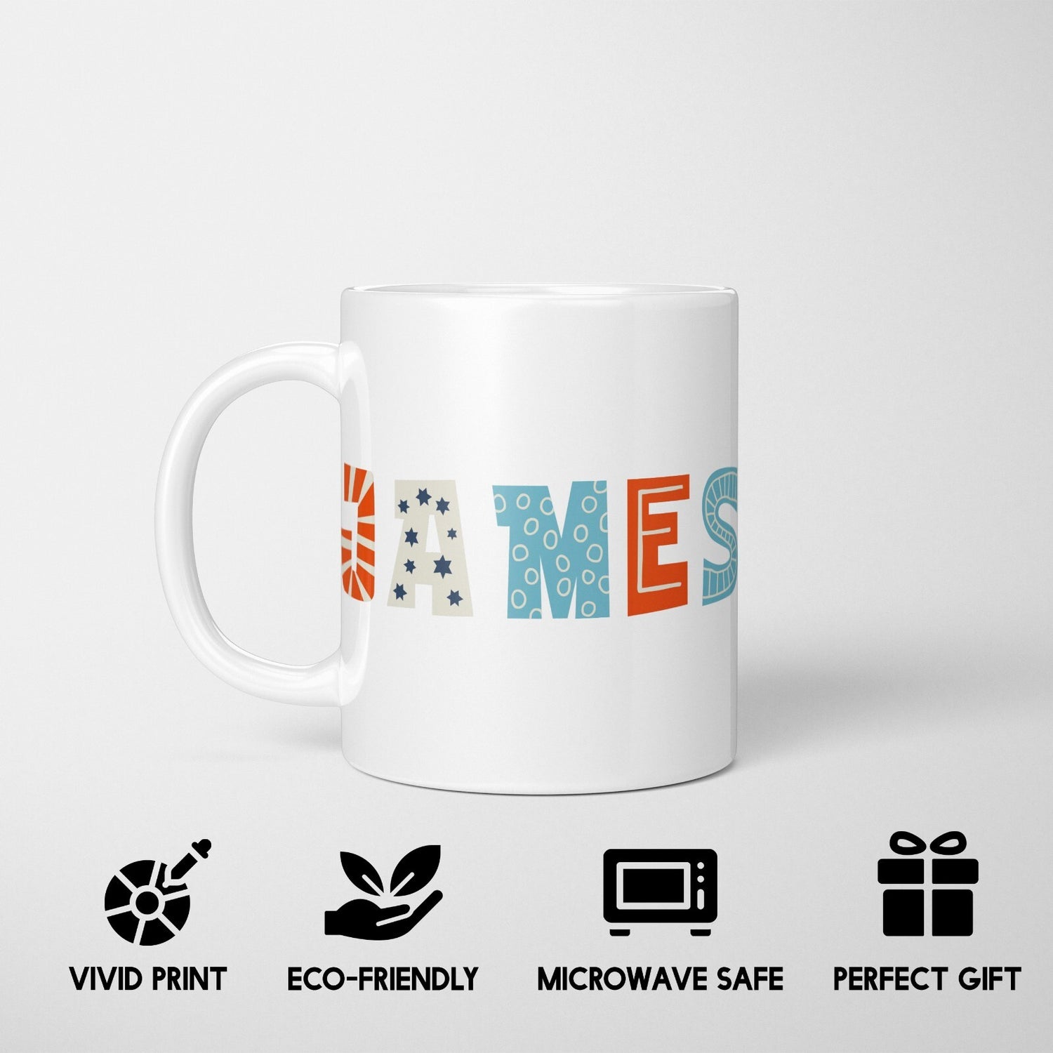 Personalised Kids Alphabet Onyx Text Novelty Coffee Tea Mug Coaster Gift Him Her