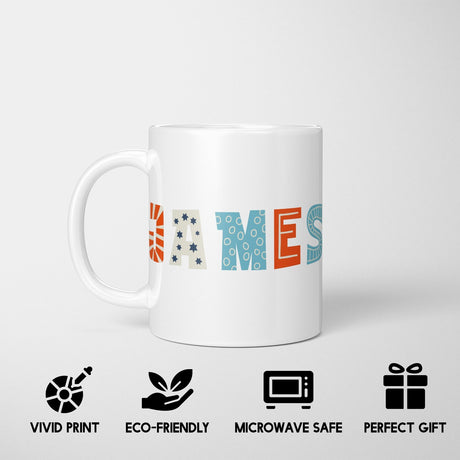 Personalised Kids Alphabet Onyx Text Novelty Coffee Tea Mug Coaster Gift Him Her