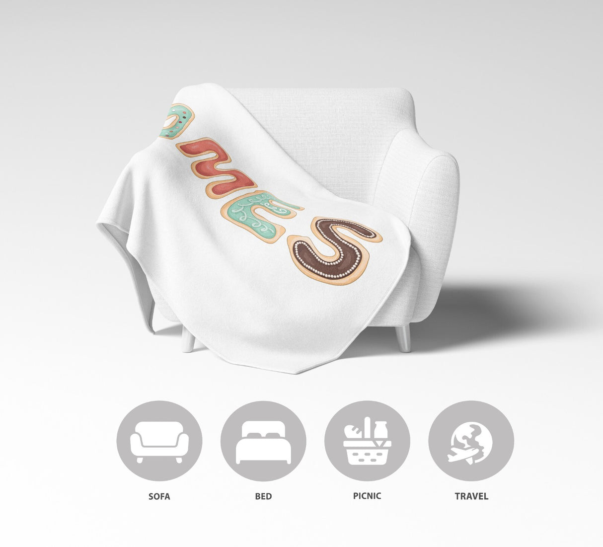 Personalised Name Cookie Alphabet Novelty Soft Fleece Mink Blanket Gift Decor