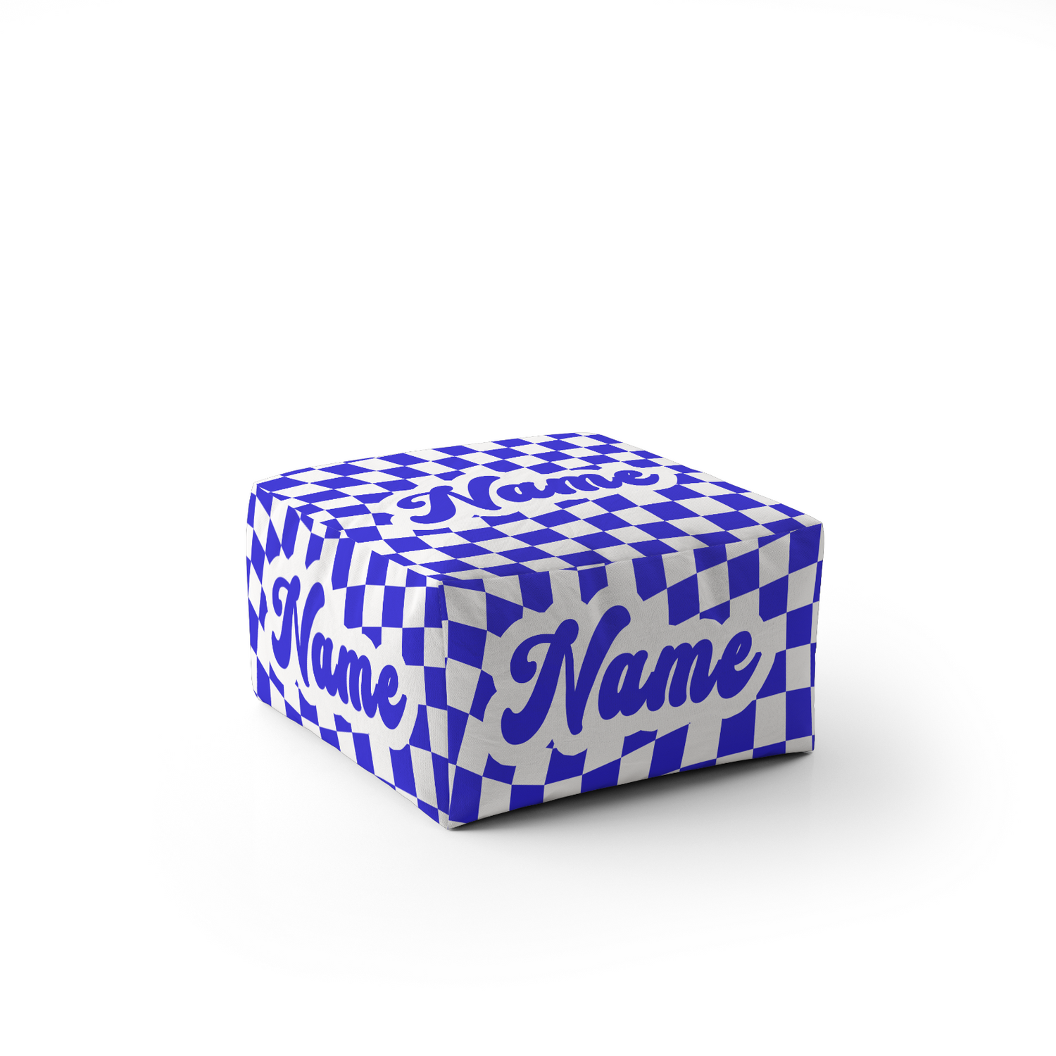 Personalised Custom Name Retro Vans Checked Ottoman Filled Pouffe Washable Cover