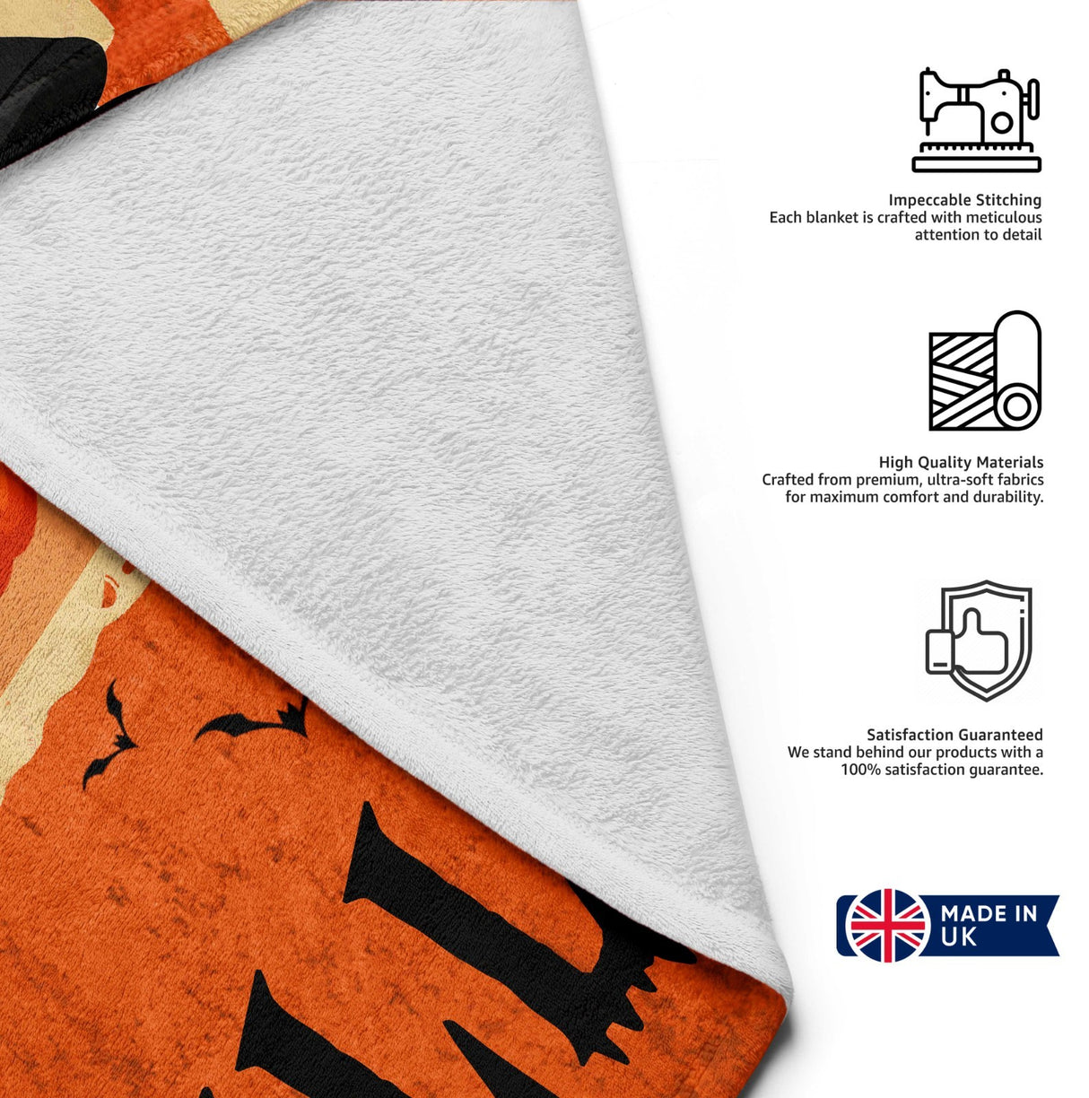 Halloween Spooky Personalised Name Printed Warm Fleece Blanket Decor Soft Gift