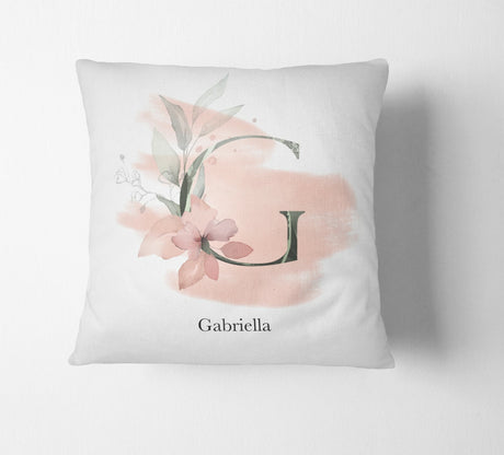 Personalised Gentle Blush Floral Pink Name Monogram Cushion Cover Case & Insert