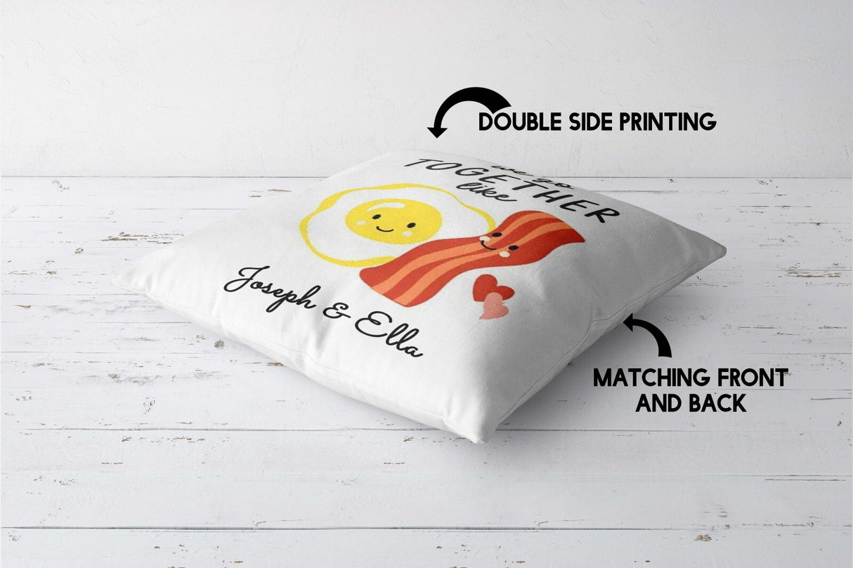 We Go Together Eggs + Bacon Valentines Love Cheeky Square Filled Cushion Decor