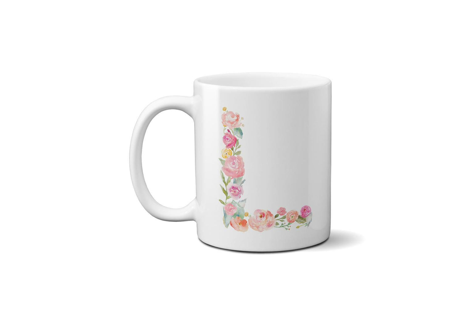 Personalised Alphabet Floral Name Initial Letter Coffee Mug Gift 11oz Ceramic