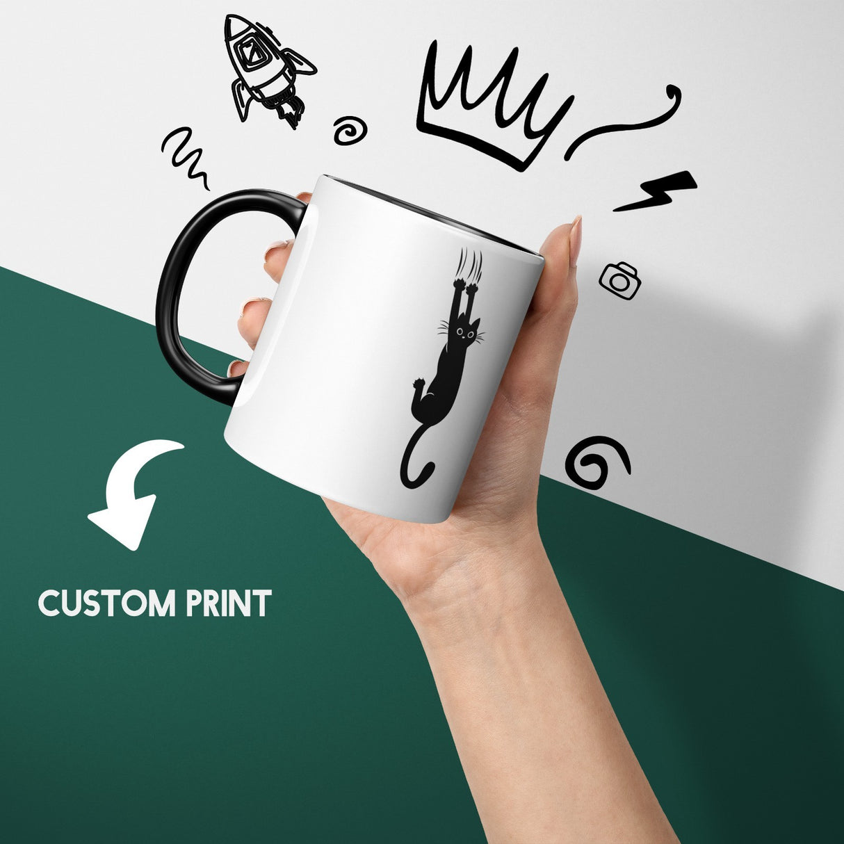 Black Cat Slipping Heat Sensitive Magic Colour Changing Mug Novelty Drink Cup