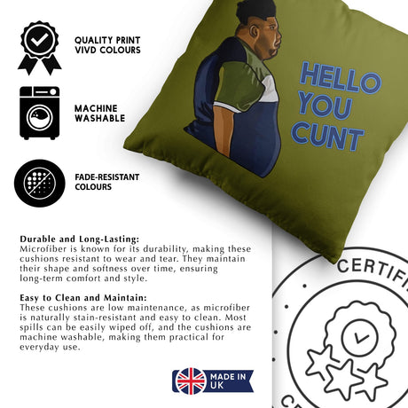 Harvey Hello You C*nt Funny Cheeky Novelty Joke Square Fill Zip Cushion Throw