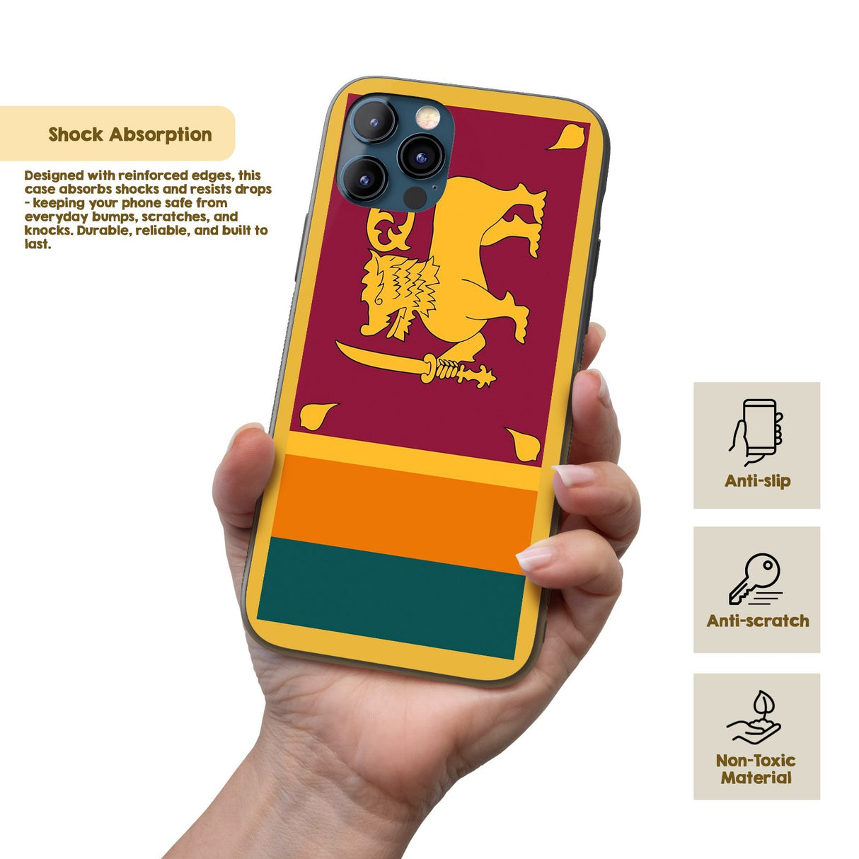 Sri Lanka Flag Printed iPhone Case Black TPU Size Cover Protector Patriotic Gift