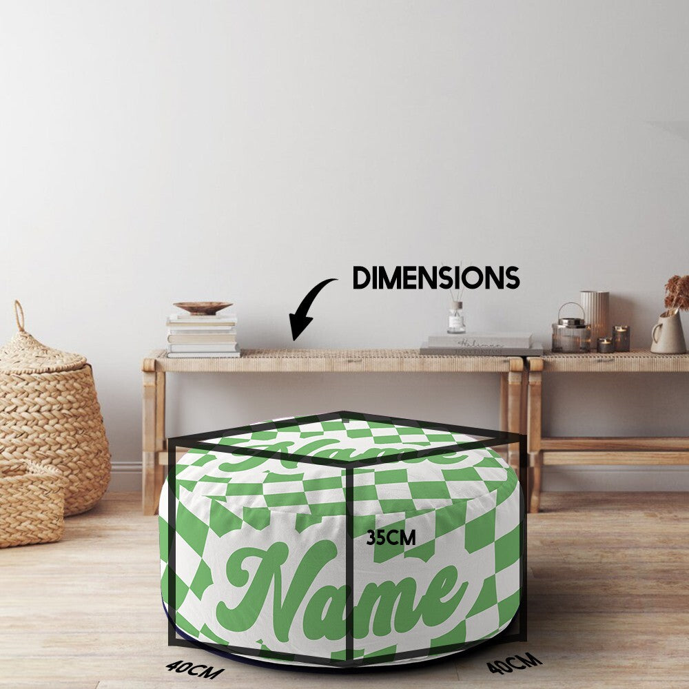 Personalised Custom Name Retro Vans Checked Ottoman Filled Pouffe Washable Cover