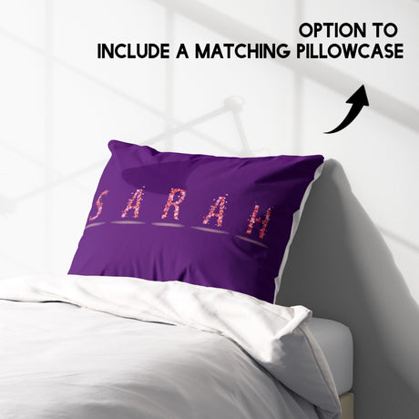 Personalised Any Name Pink Rose Petals Soft Single Size Novelty Bed Duvet Cover