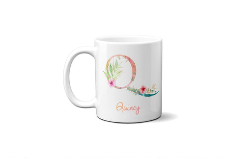 Tropical Alphabet Exotic Floral Name Initial Letter Coffee Mug Gift 11oz Ceramic