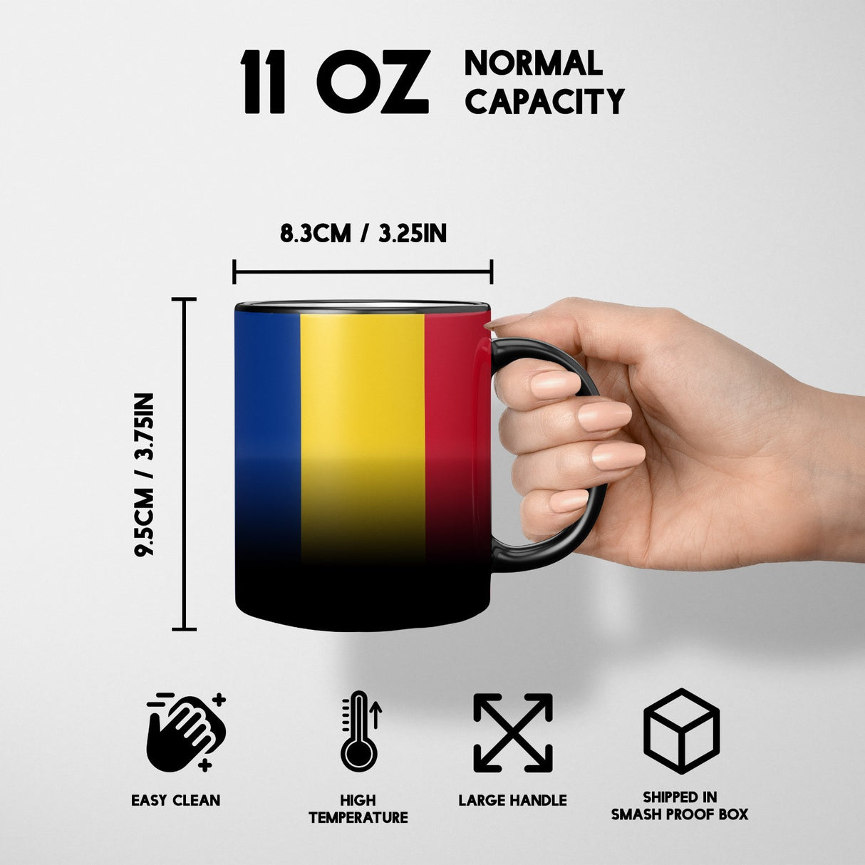 Romania Flag Design Tea Coffee Gift Heat Sensitive Magic Colour Changing Mug