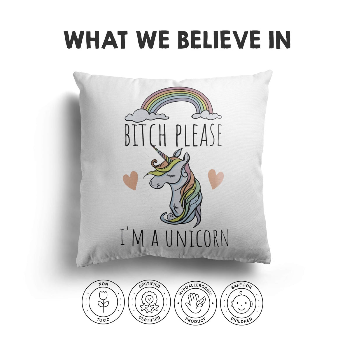 B*tch Please Im A Unicorn Rude Funny Novelty Custom Square Filled Cushion Decor