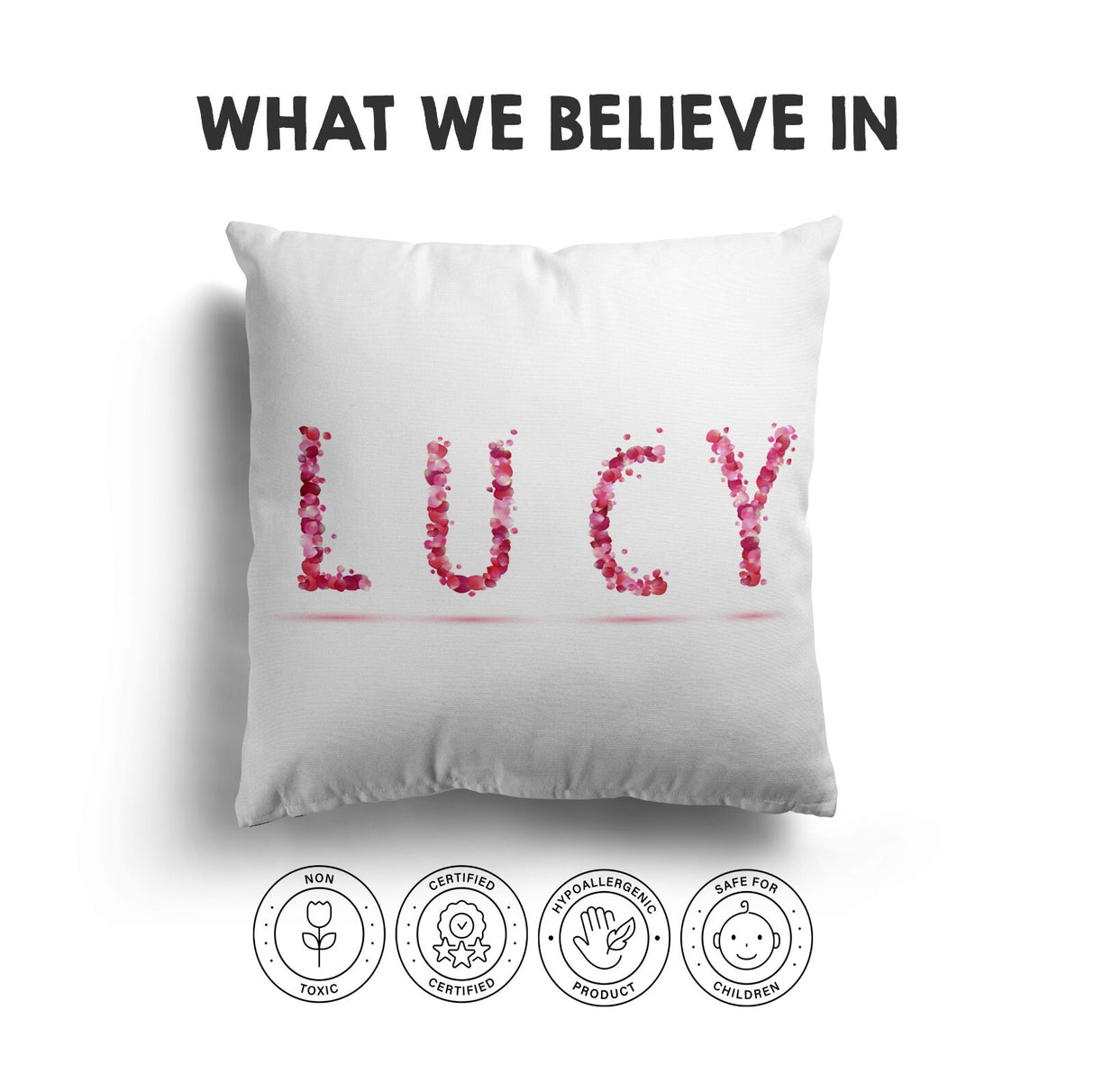 Personalised Name Pink Rose Petals Soft Square Filled Cushion Throw Decor Gift