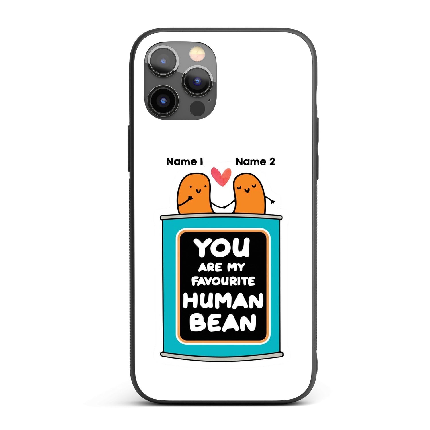 Human Bean Couple Name Cute Personalised Custom Printed iPhone Black Case Cover