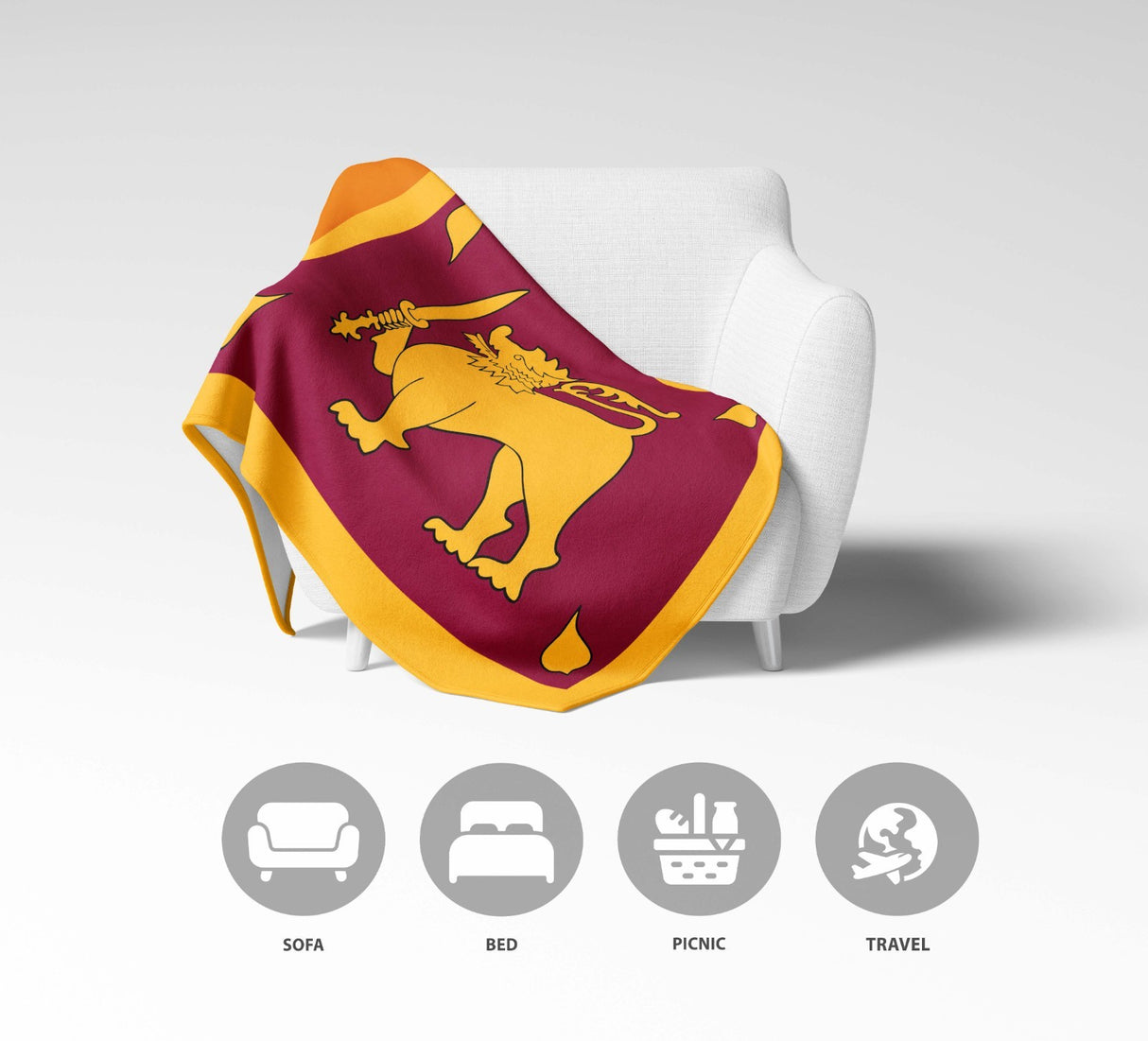 Sri Lanka Flag Fleece Blanket Home Decor Throw Gift Cosy Custom Made Soft Warm