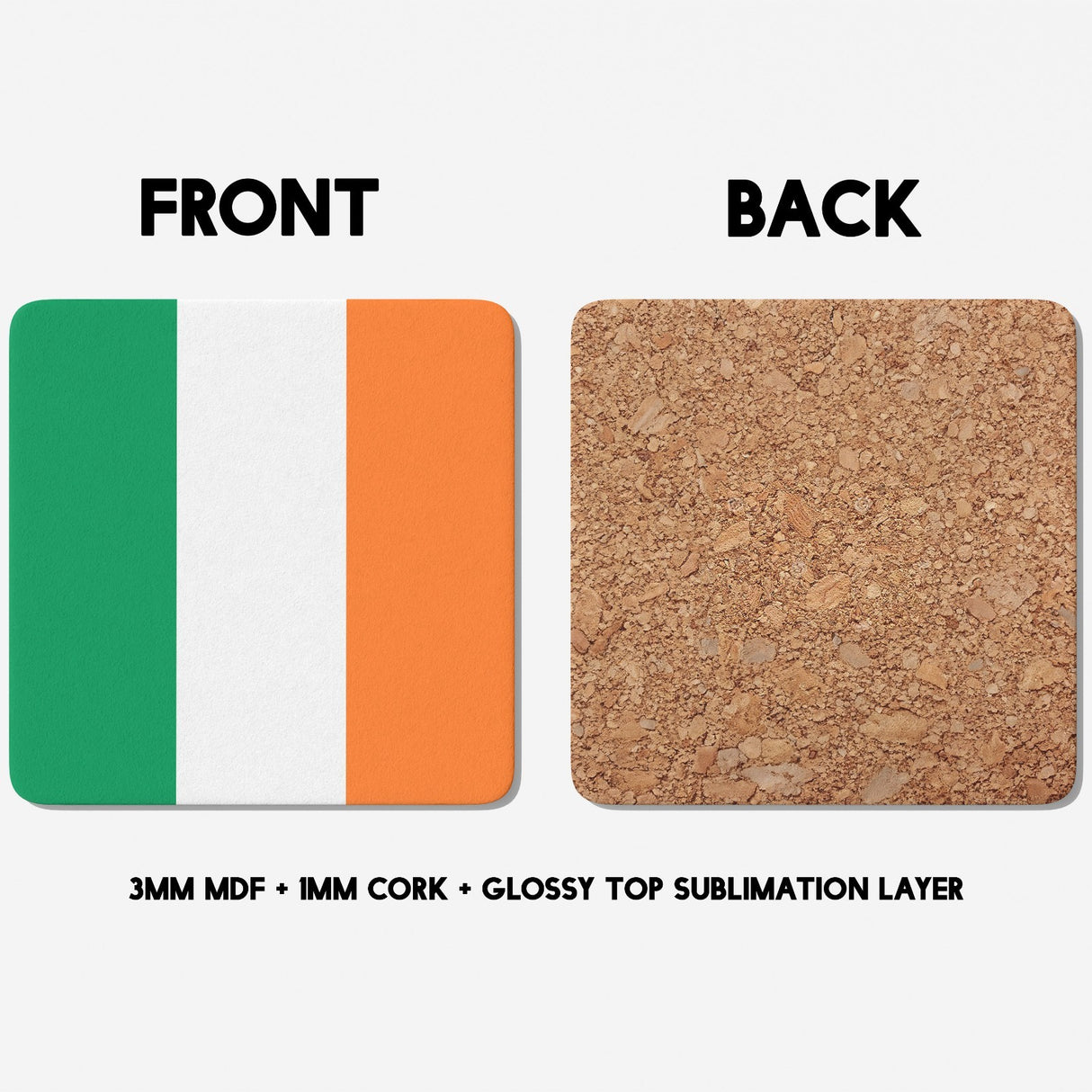 Ireland Flag Irish Novelty Custom Printed Coffee Tea Mug Coaster Gift Him Her