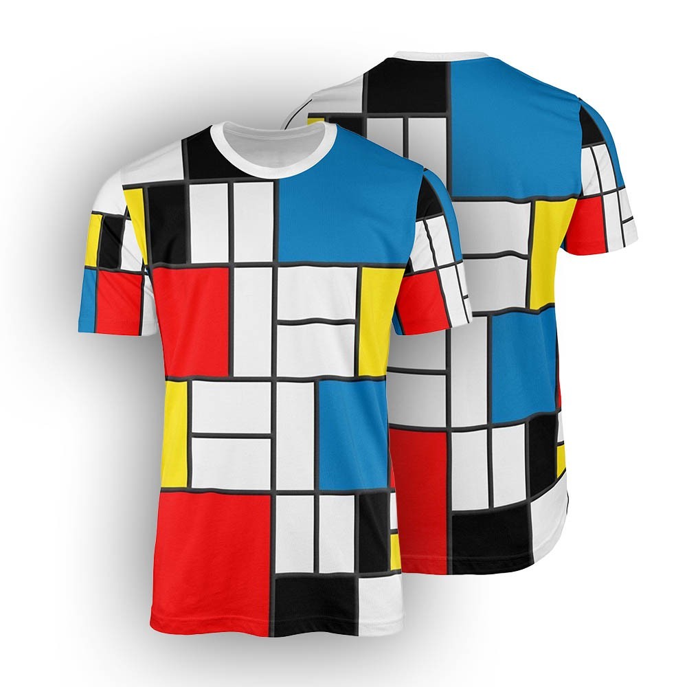 Piet Mondrian Inspired Custom All Over Printed Unisex T-Shirt Modern Art Design