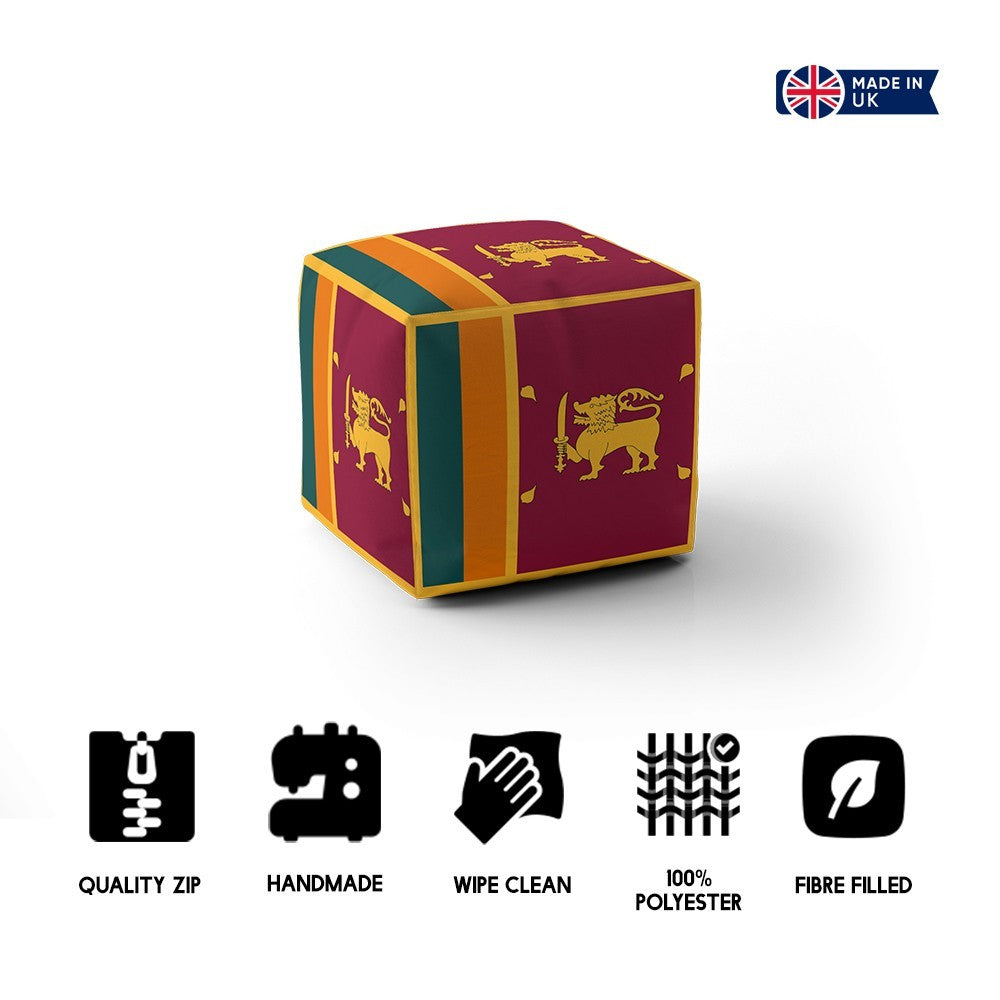 Sri Lanka Flag Ottoman Filled Pouffe Footrest Washable Cover Custom Made Gift