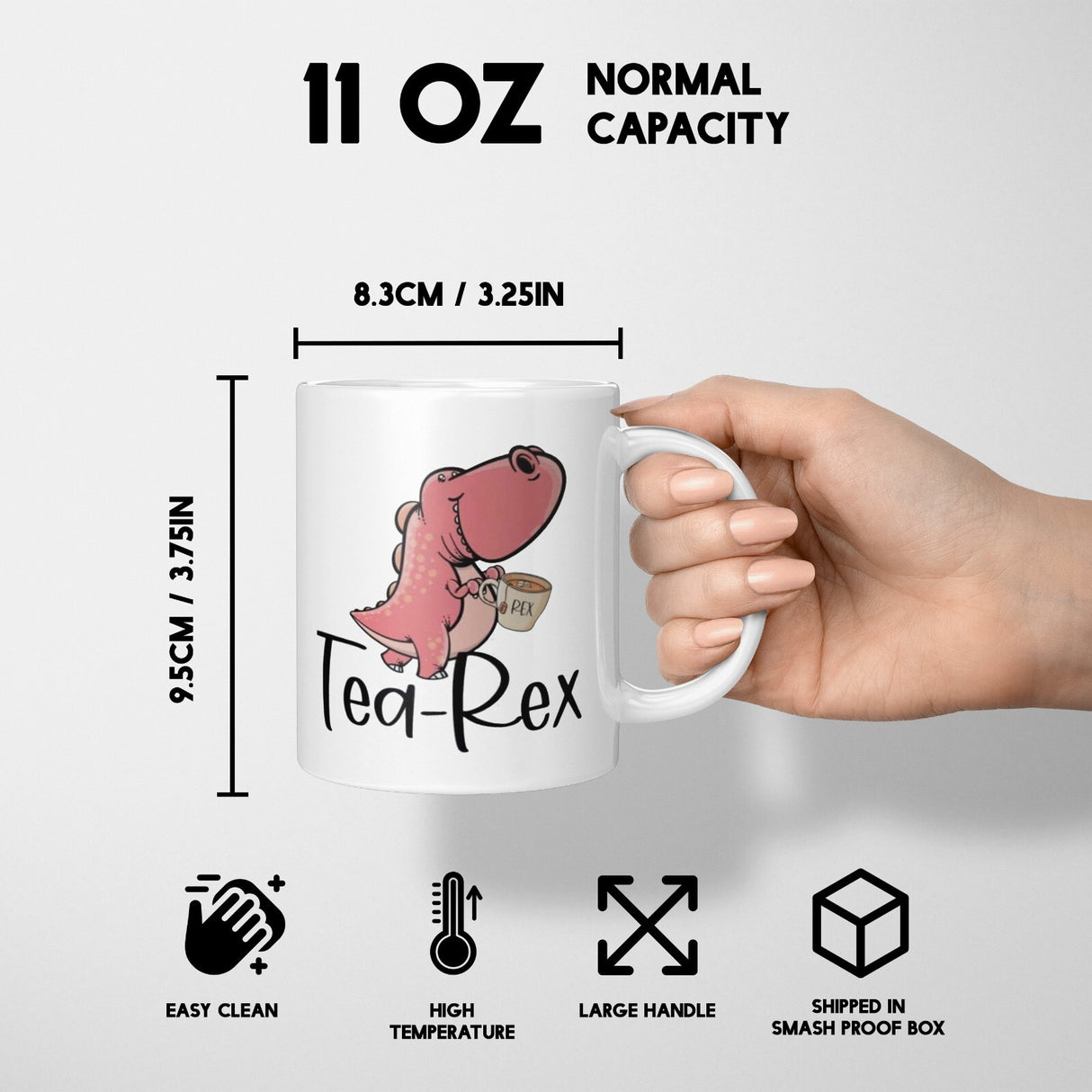 Tea-Rex Dinosaur Novelty Custom Coffee Tea Mug Coaster Set Option Gift Him Her