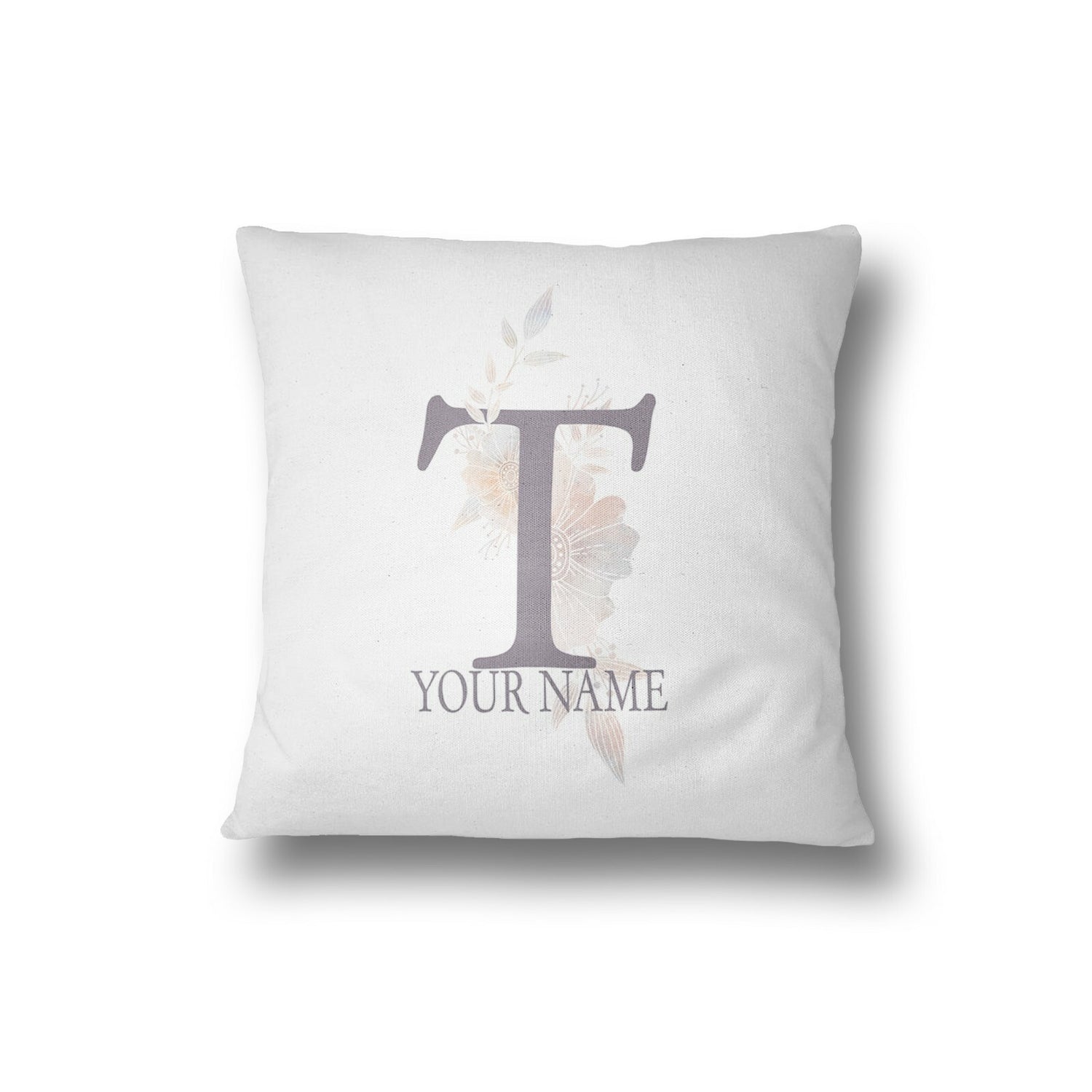 Personalised Misty Dusty Pastel Alphabet Floral Name Initial Letter Cushion