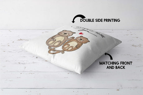 I Otterly Adore You Valentines Love Cheeky Cute Square Filled Cushion Decor