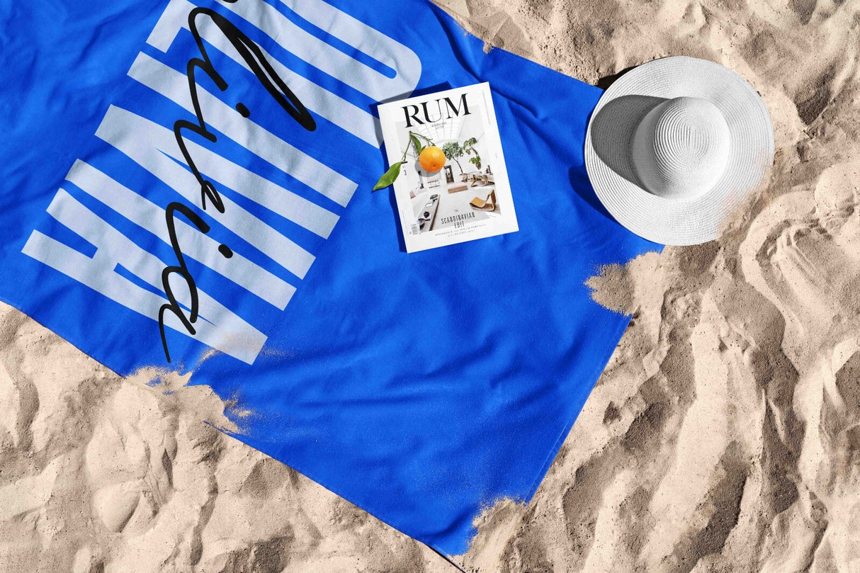 Personalised Name Signature Custom Background Absorbent Beach Bath Sheet Towel