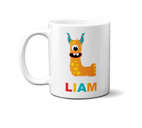 Personalised Children Monster Name Initial Letter Coffee Mug Gift 11oz Ceramic