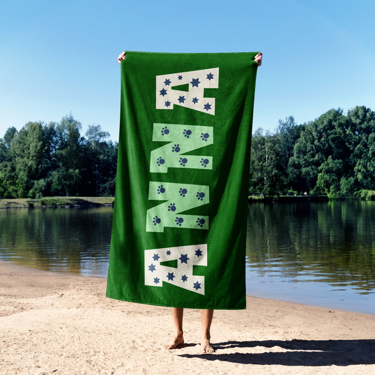 Personalised Name Kids Alphabet Onyx Coloured Absorbent Beach Bath Sheet Towel