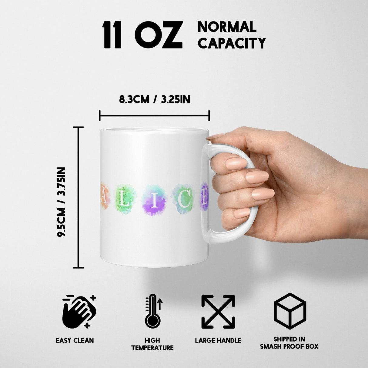 Personalised Name Watercolour Letters Kids Coffee Tea Mug Coaster Gift Him Her