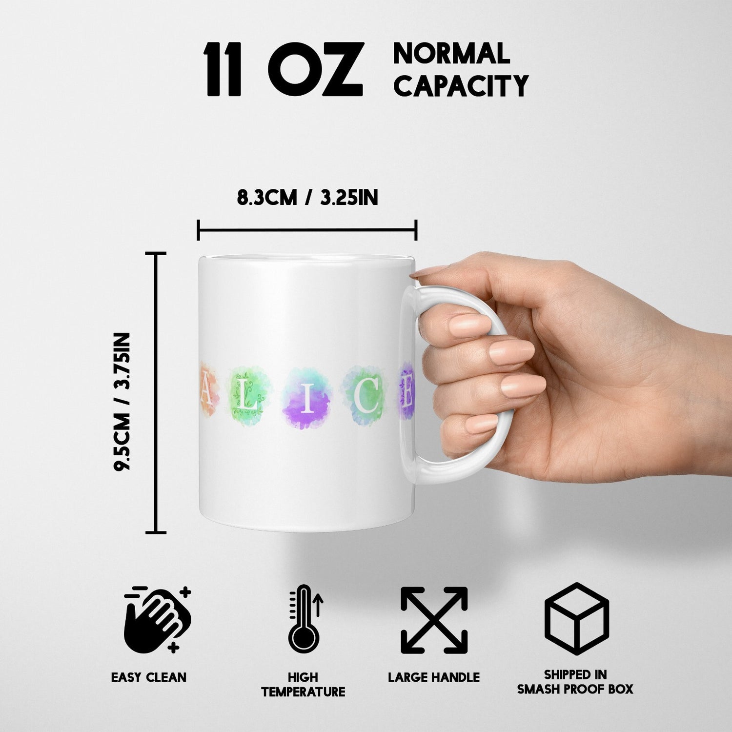 Personalised Name Watercolour Letters Kids Coffee Tea Mug Coaster Gift Him Her