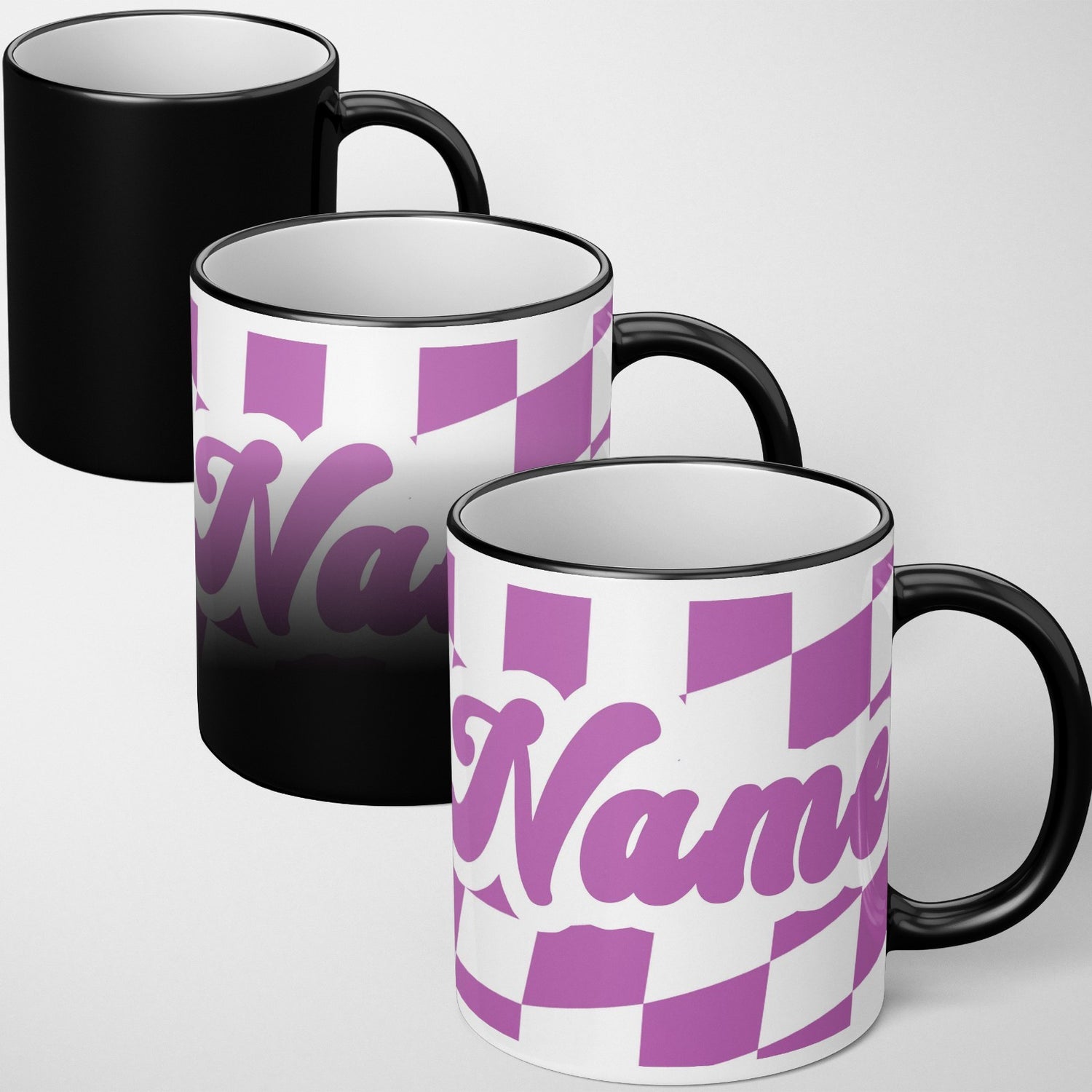 Personalised Custom Retro Vans Checker Name Heat Sensitive Colour Changing Mug