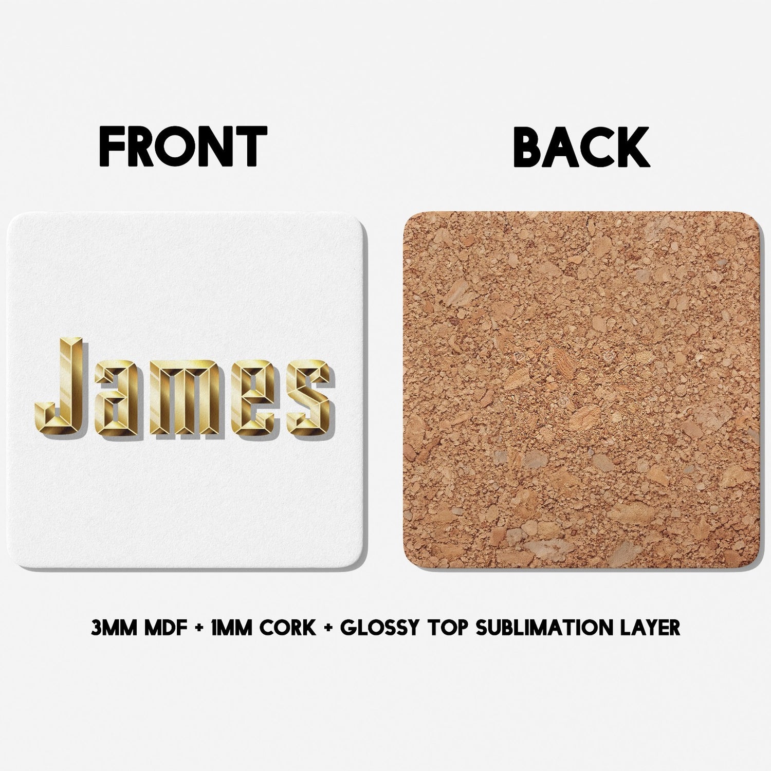 Personalised Any Name Gold Bricks Letters Coffee Tea Mug Coaster Gift Him Her