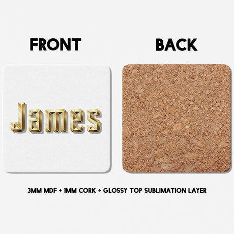 Personalised Any Name Gold Bricks Letters Coffee Tea Mug Coaster Gift Him Her