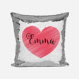 Personalised Name Shiny Sequin Magic Love Heart Cushion Cover + Pillow Kids