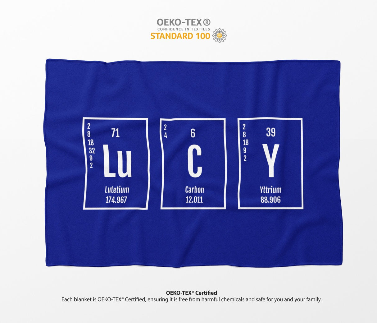 Personalised Name Science Chemical Periodic Soft Fleece Mink Blanket Gift Decor