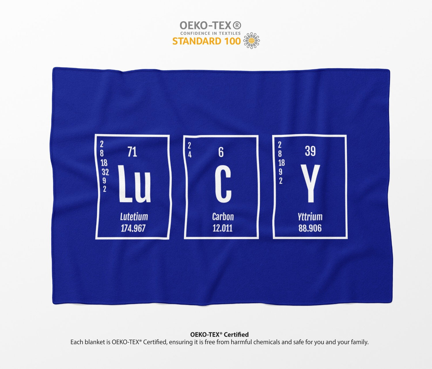 Personalised Name Science Chemical Periodic Soft Fleece Mink Blanket Gift Decor