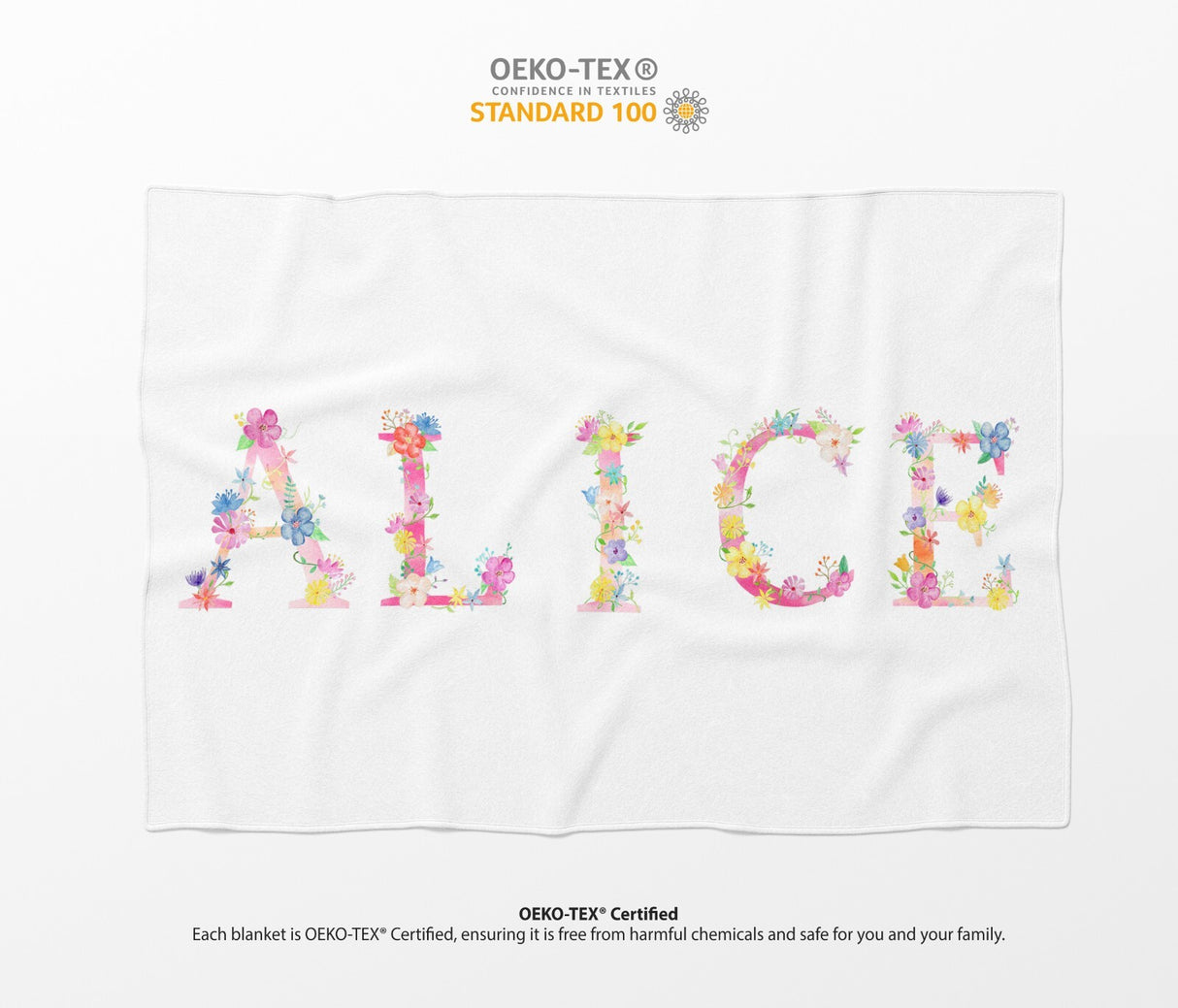 Personalised  Pink Floral Alphabet Novelty Soft Fleece Mink Blanket Gift Decor