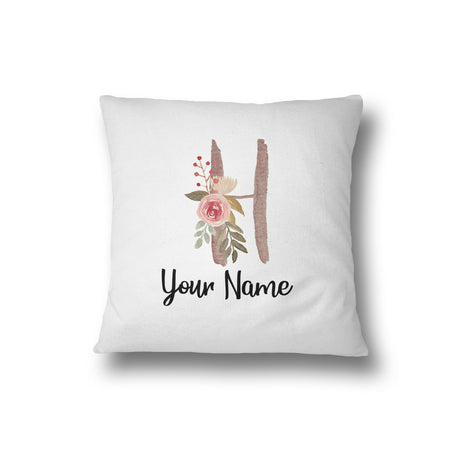 Personalised Floral Watercolour Hand Paint Effect Alphabet Floral Name Cushion