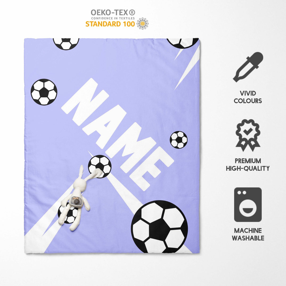 Personalised Custom Name Football Striker Kids Cot Bed Duvet Cover + Pillowcase