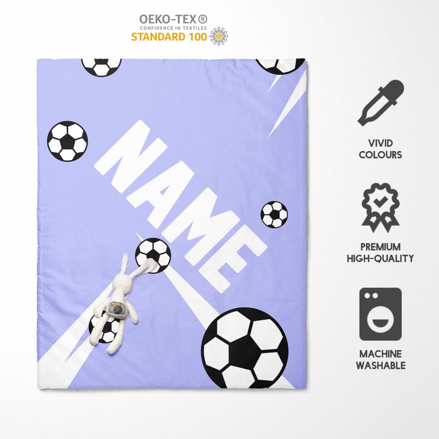 Personalised Custom Name Football Striker Kids Cot Bed Duvet Cover + Pillowcase