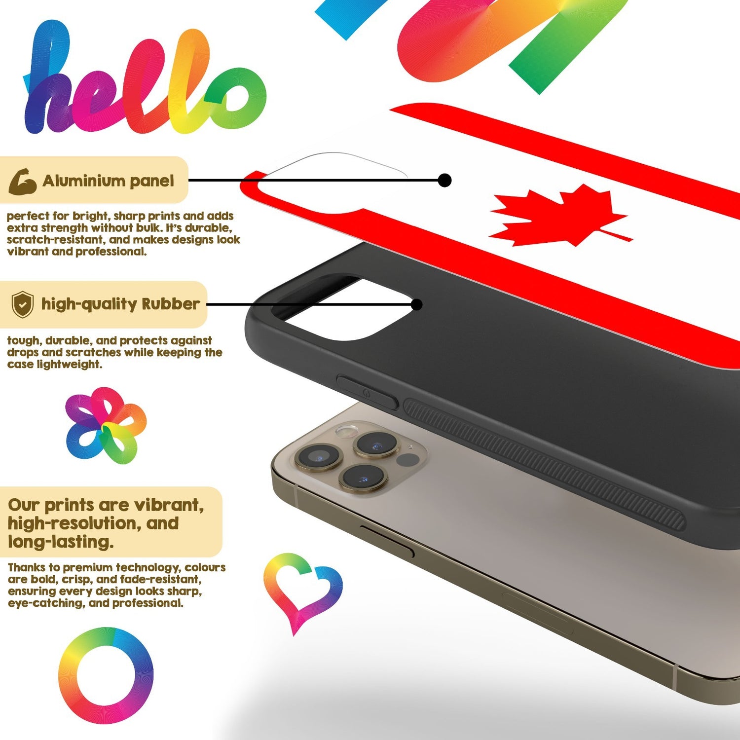 Canada Flag Design Gift Protector Custom Printed iPhone Case - Black TPU Cover